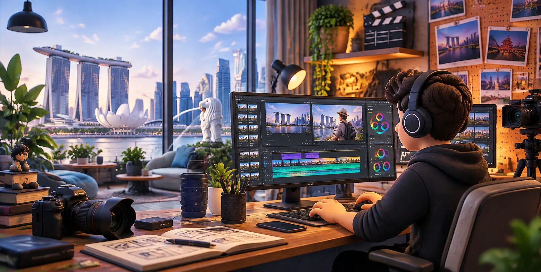 Video editing company in singapore - The Digital Zilla team editing corporate and brand footage