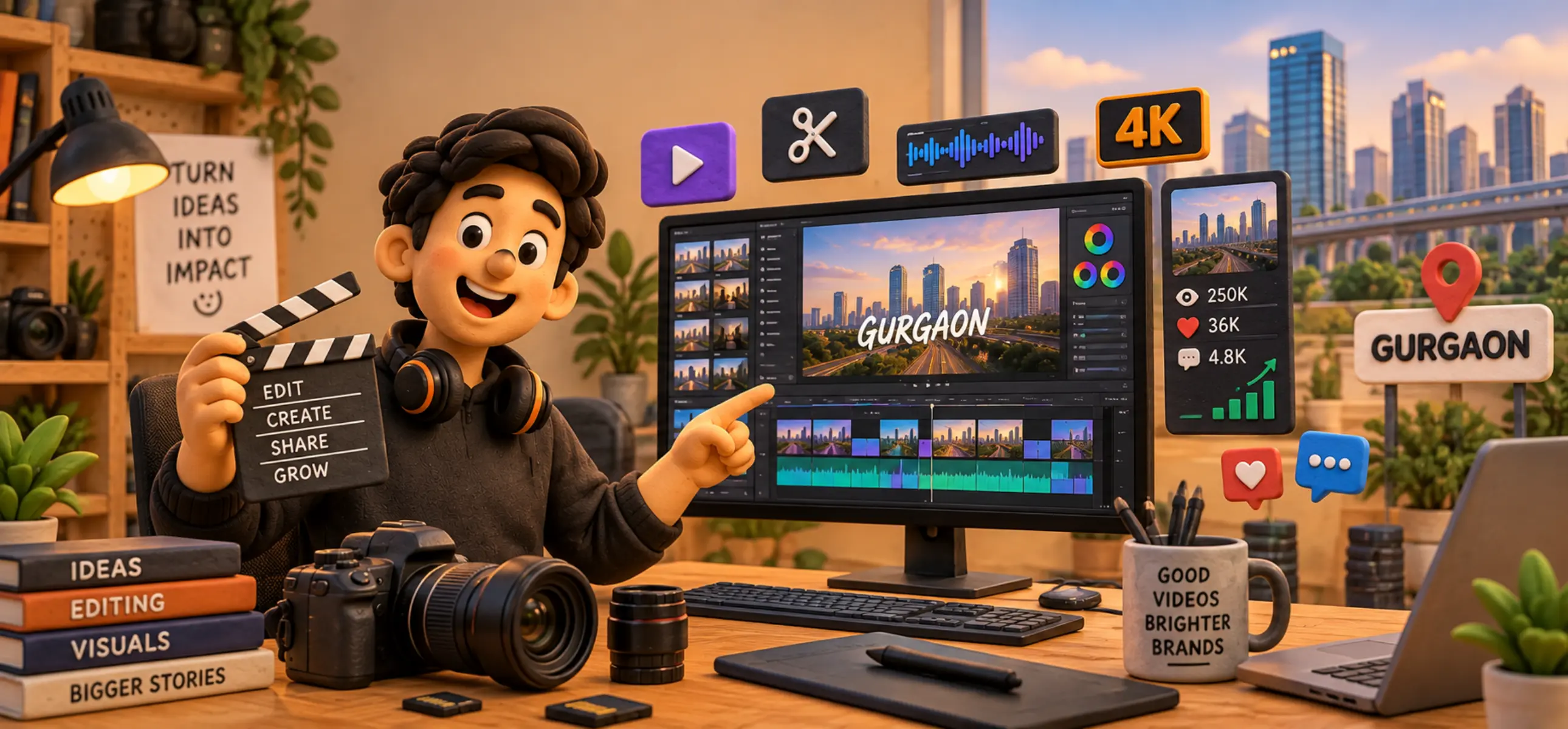 Video editing company in Gurgaon - The Digital Zilla team editing corporate and real estate footage